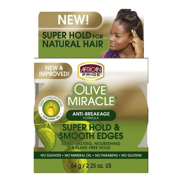 African Pride Olive Miracle Super Hold & Smooth Edges – 2.25 oz - ANNS BEAUTY SUPPLY